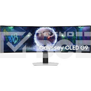 Монитор 49' Samsung Odyssey OLED G9 S49DG934SUXEN OLED 5120x1440, 240 Гц, 0.03 мс, 32:9, 250 кд/м², 2xHDMI 2.1, DP 1.4, 2xUSB-C, 3.5 Jack, HDR10+, FreeSync Premium Pro, изогнутый экран (1800R), серебристый