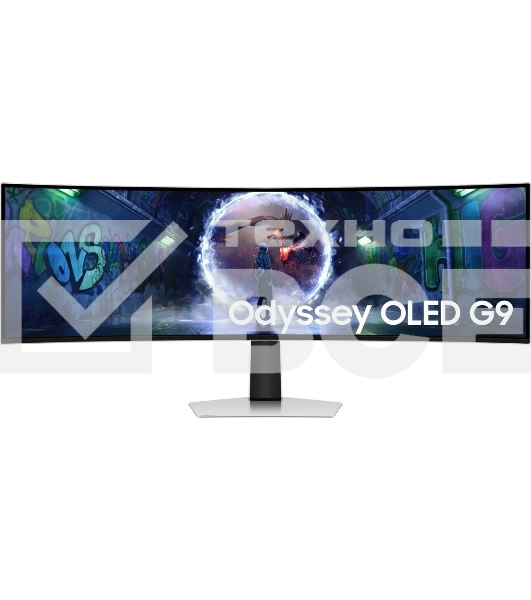 Монитор 49' Samsung Odyssey OLED G9 S49DG934SUXEN OLED 5120x1440, 240 Гц, 0.03 мс, 32:9, 250 кд/м², 2xHDMI 2.1, DP 1.4, 2xUSB-C, 3.5 Jack, HDR10+, FreeSync Premium Pro, изогнутый экран (1800R), серебристый