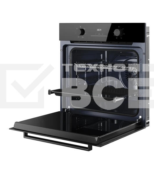 Духовой шкаф Kuppersberg HO 606 Black, High-Tech, 78 л, поворотное управление, дисплей, таймер, 6 режимов, макс. температура 310 градусов, телескопические направляющие (на 1 уровень), цвет черный, цвет фурнитуры черный