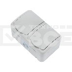 Блок горизонтальный 2 розетки (керамика) Mini OG IP54 с заземлением, о/у, серый Kranz, фото 1