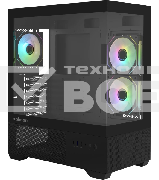 Компьютерный корпус ZALMAN CHRONIX V2, ATX, BLACK, WINDOW, 1xCombo (3.5’’ or 2.5’’), 1x3.5’’HDD, 2x2.5’’SSD, 1xUSB2.0, 1xUSB3.0, 1xUSB Type-C, SIDE 2x120мм ARGB, REAR 1x120мм ARGB