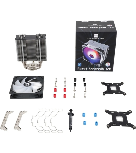 Кулер для процессора Thermalright Burst Assasin 120 ARGb (4-pin PWM, 154мм, Ni/CU, 6x6мм, ARGb, 1x120мм, 66.17CFM, 25.6dBA, 1550RPM, S: 1700, 1200, 115X, AM5, AM4)