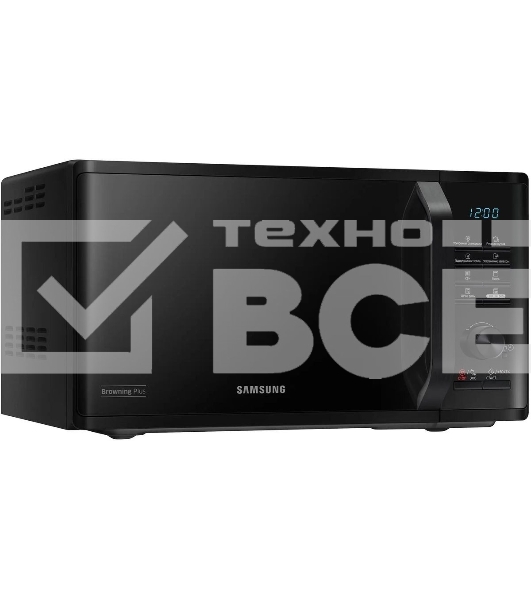 Микроволновая печь Samsung MG23K3515AK/BW черный, 23 л, 800 Вт, переключатели - кнопки, поворотный механизм