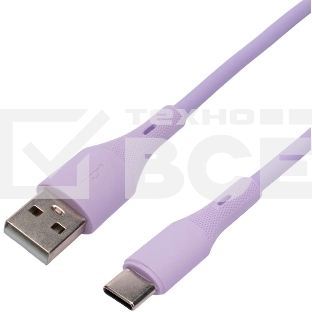 Кабель USB2.0 Cablexpert CC-USB2S-AMCM-1M-V AM/Type-C, 3А, 18Вт, QC3.0, силиконовый, медь, 1м, фиолетовый, пакет