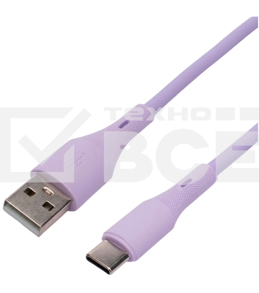 Кабель USB2.0 Cablexpert CC-USB2S-AMCM-1M-V AM/Type-C, 3А, 18Вт, QC3.0, силиконовый, медь, 1м, фиолетовый, пакет