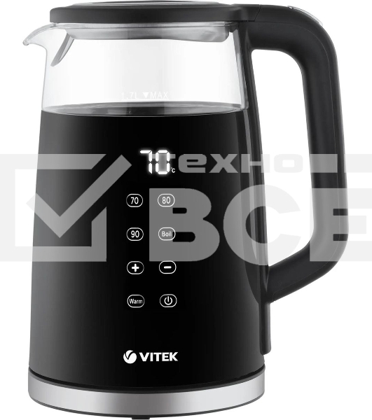 Чайник электрический Vitek VT-8827 1.7л. 2200Вт разноцветный корпус: стекло/металл