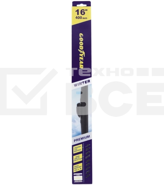 Щетка стеклоочистителя GOODYEAR GY005316 Winter Premium 16''/40 см, 9 переходников