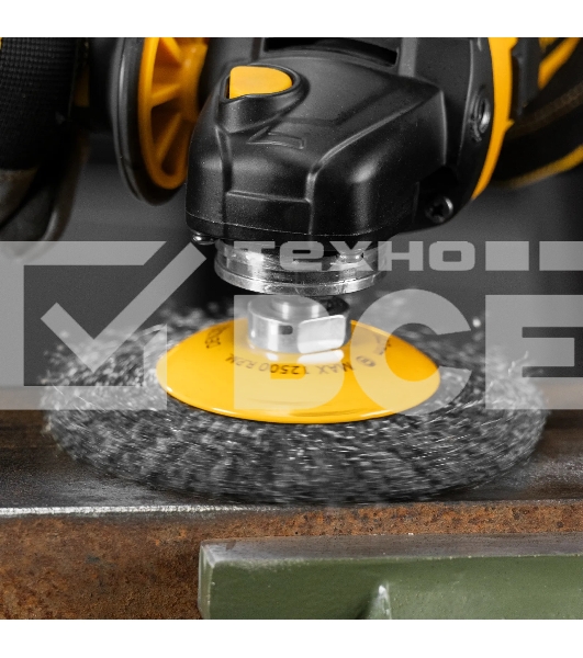 Щетка для УШМ Denzel 125 мм, М14, тарелка, витая нержавеющая проволока 0,3 мм