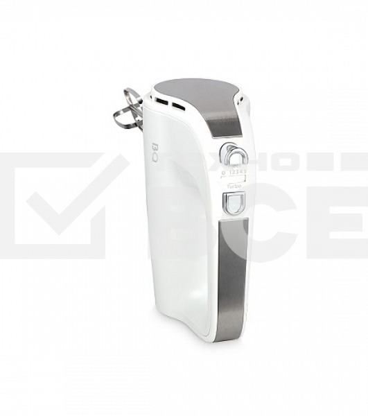 Миксер BQ MX423 White-Steel, Мощность 500 Вт, 5 скоростных режимов, Режим ТУРБО