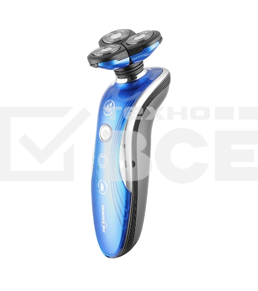 Бритва Centek CT-2170 (синий) ротор 3D, +ВЛАЖНОЕ БРИТЬЁ, 3 плав.головки, 2-ные лезвия, до 50 мин раб