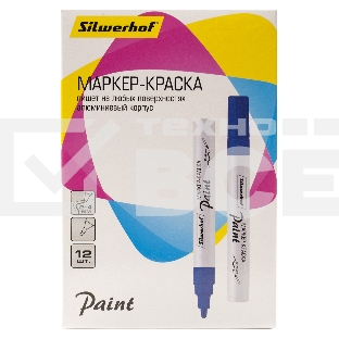 Маркер лаковый Silwerhof Paint круг. пулевидный пиш. наконечник 2-4мм металический корпус синий коробка картонная