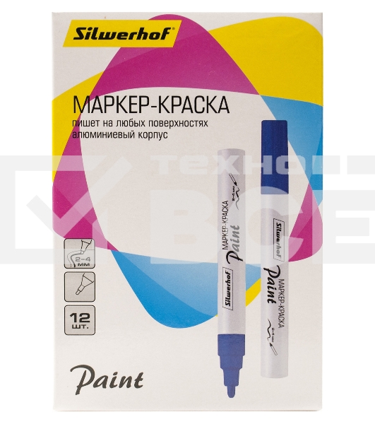 Маркер лаковый Silwerhof Paint круг. пулевидный пиш. наконечник 2-4мм металический корпус синий коробка картонная