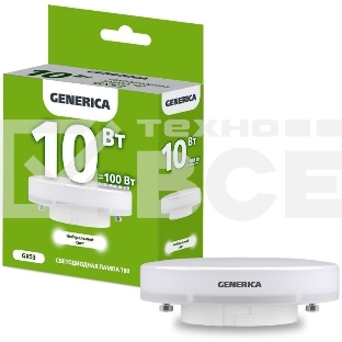 Лампа LED T80 IEK LL-T80-10-230-40-GX53-G таблетка 10Вт 230В 4000К GX53 GENERICA