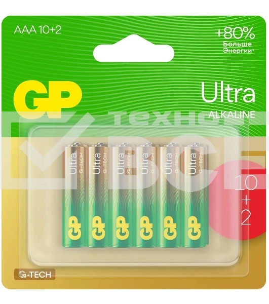Батарея GP Ultra 24AUA21-2CRSBC12 AAA (12шт) блистер