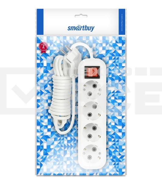 Удлинитель Smartbuy (SBE-16-4-03-ZS) 4 гнз х 3,0 м (16А/3.5 кВт, ПВС 3х1.0)