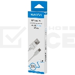 Кабель Maxvi MC-02 plus white USB-A - Type-C, 2A ток макс. нагрузки 2А, макс. напряжение 5V, длина кабеля 1.2м, материал PVC, белый, фото2