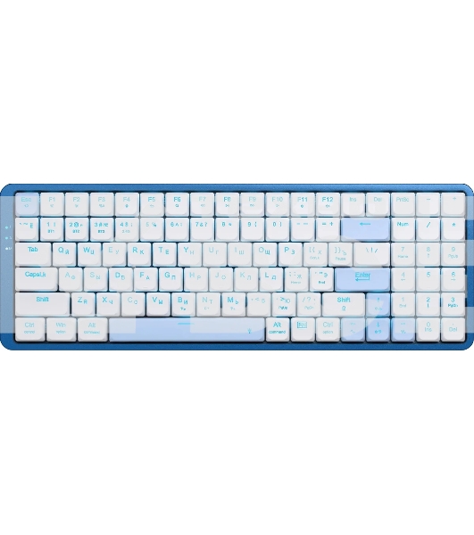 Клавиатура Redragon Eva Pro гибридная, USB Type-A, Bluetooth, радиоканал, белый/синий