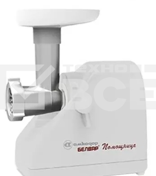 Мясорубка электрическая Белвар Помощница КЭМ-П2У 304-02 белый, 1800 Вт, 0.4 кг/мин, реверс, защита от перегрузки, насадки - 5