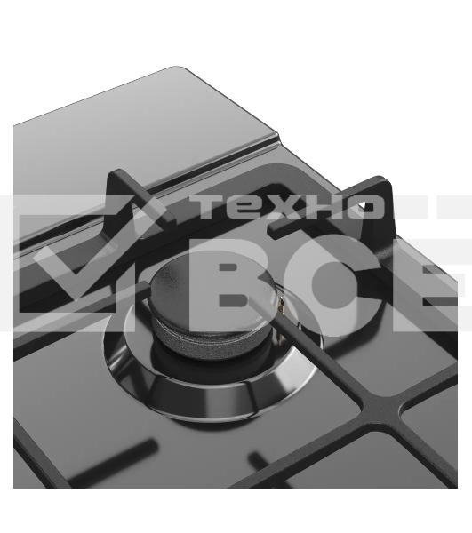 Варочная поверхность Kuppersberg, газ, High-Tech, 45 см, автоматический электроподжиг, газ-контроль, SABAF конфорки, чугунные решетки, WOK конфорка, цвет черный, цвет фурнитуры черный