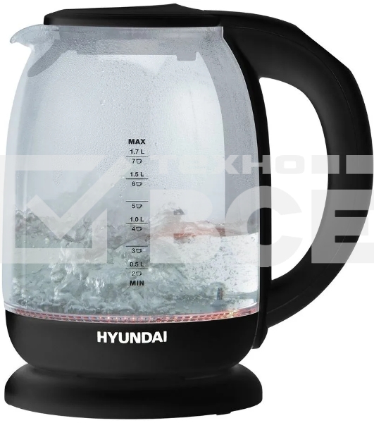 Чайник электрический Hyundai HYK-S3809 1.7л. 2200Вт черный (корпус: стекло)