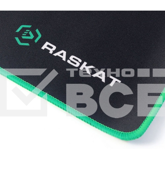 Коврик для мышки Raskat XP18 черный с зеленым, ACD-XP18-RRB тканевый, 400х450х3мм, нейлон + резина, обшитый, RTL