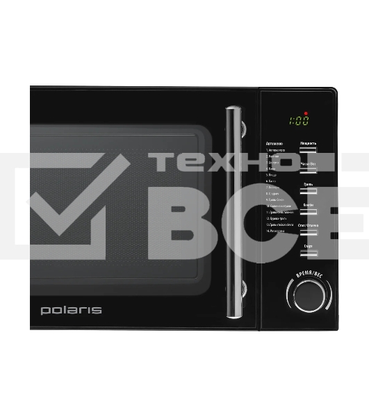 Микроволновая печь Polaris PMO 2002DG RUS черный, 20 л, 700 Вт, переключатели - поворотный механизм/кнопки