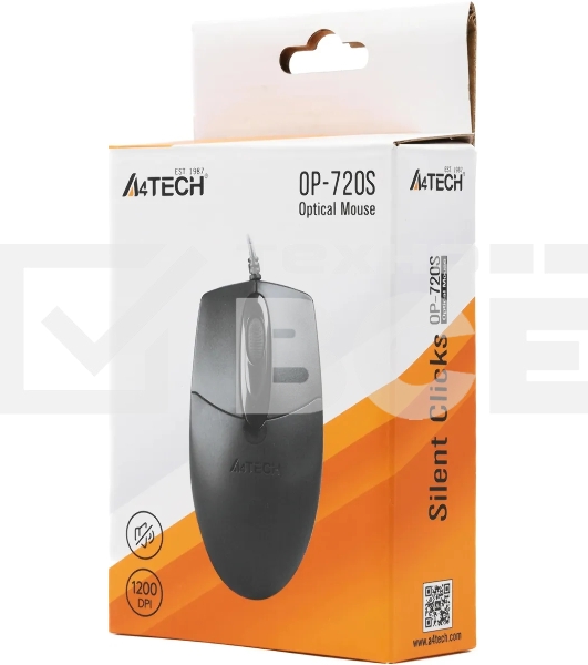 Мышь проводная A4Tech OP-720S черный, 1200 dpi, USB, кнопки - 3