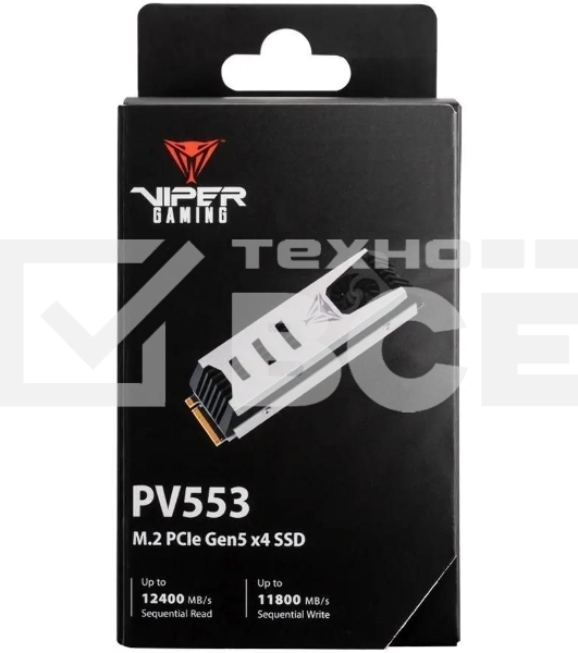 Накопитель SSD Patriot PV553, 4Tb, PCIe 5.0 x4, M.2 2280, NVMe, R/W 12400/11800, с активным охлаждением