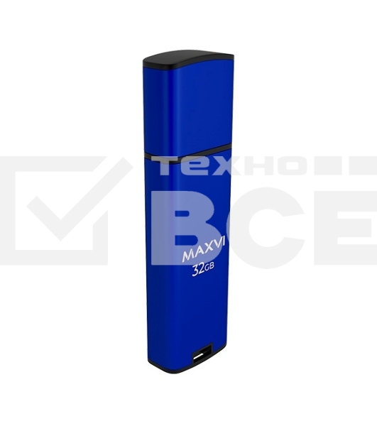 Флеш диск Maxvi MP2 32GB USB 2.0 blue, монолит с колпачком, ABS пластик + металл