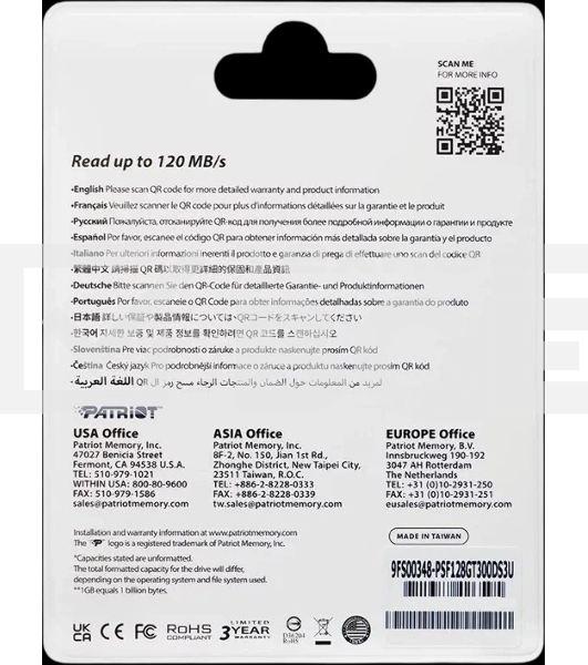 Флеш диск Patriot TAB 300 128GB USB 3.2 GEN 1 Type-A <PSF128GT300DS3U> grey mini