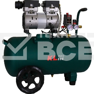 Профессиональный бесшумный воздушный компрессор KLPRO KLK50S (сеть, 0,7Квт, 8 бар, 126л/мин, емкость 50л)