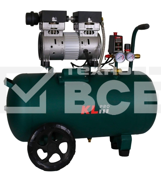 Профессиональный бесшумный воздушный компрессор KLPRO KLK50S (сеть, 0,7Квт, 8 бар, 126л/мин, емкость 50л)