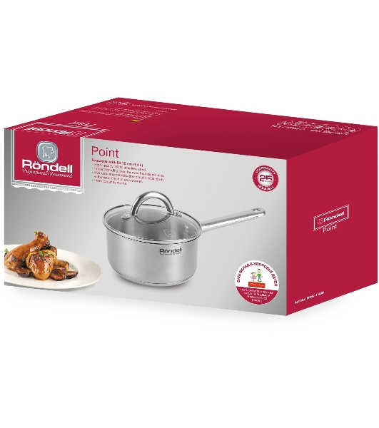 Ковш Rondell Point RDS-1309 1.4 л. d=16 см (с крышкой) стальной