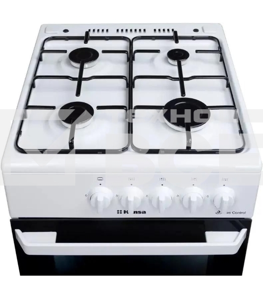 Плита газовая Hansa FCGW510029A белый, конфорок 4 газовых, духовка 53 л, 50 см x 85 см x 57 см