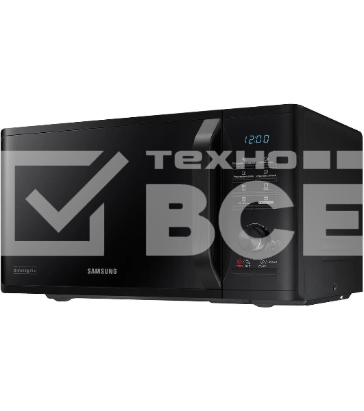 Микроволновая печь Samsung MG23K3515AK/BW черный, 23 л, 800 Вт, переключатели - кнопки, поворотный механизм