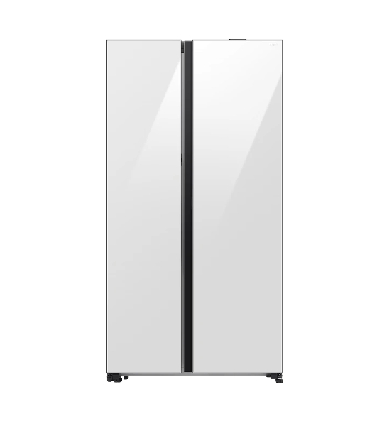 Холодильник Samsung RS80F65M1WWT белое стекло двухкамерный 417/229л морозилка сбоку, No Frost, Side by Side