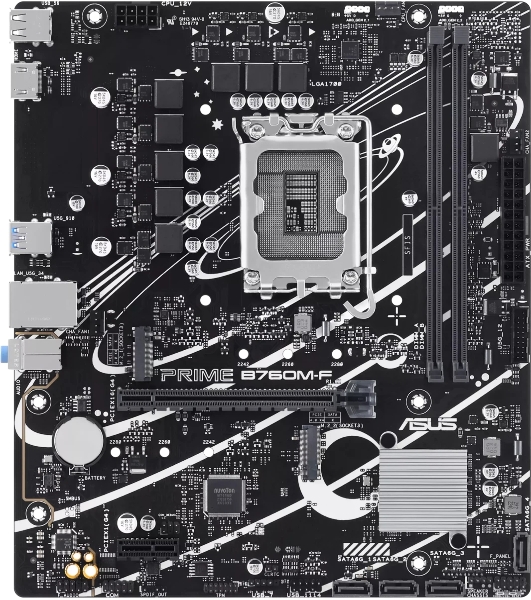 Материнская плата ASUS PRIME B760M-F, LGA 1700, Intel B760, 2xDDR5, 4xSATA, 2xM.2, 1xPCIe 4.0 x16, 1xPCIe 3.0 x1, 1xHDMI, 1x1Gb LAN, 4xUSB-A 5Gbps, 2xUSB-A 2.0, 7.1, mATX