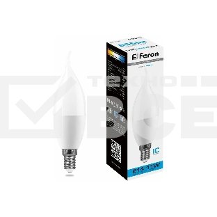 Лампа светодиодная FERON LB-770 (25952) 11W 230V E14 6400K свеча на ветру