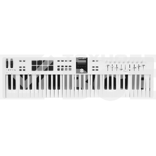 Клавиатура MIDI [231531] Arturia [KeyLab Essential 61 mk3 White] 61 клавиша, LCD дисплей, 9 энкодеров, 8 пэдов, 9 фейдеров, 12 кнопок управления, колеса высоты тона и модуляции, 1/4