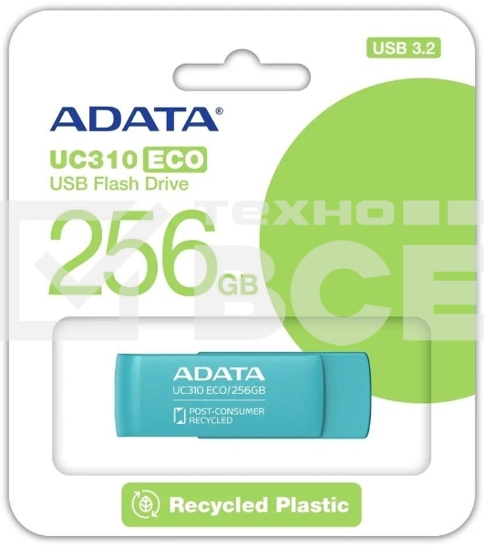 Флеш диск ADATA UC310E 256Gb USB 3.2 Gen1 зеленый UC310E-256G-RGN