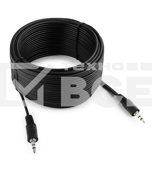 Кабель аудио Cablexpert CCA-404-10M-N, Jack 3.5(M)/Jack 3.5(M), 3pin, 10м, черный, пакет