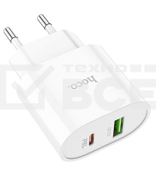 Сетевое зарядное устройство HOCO (6931474757319) C95A Lineal PD 20W+QC3.0 (белый)