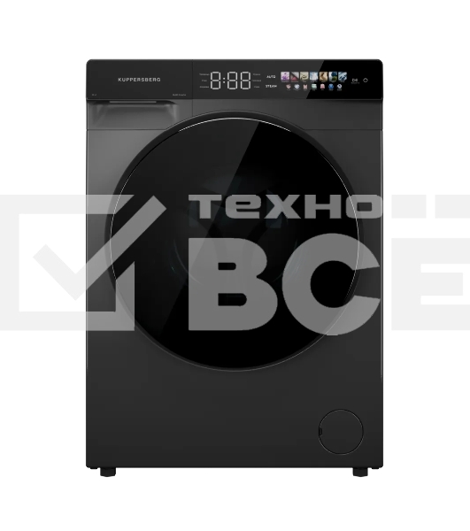 Стиральная машина KUPPERSBERG WM 590 GR, High-Tech, загрузка 12 кг, 16 программ, 1200 об/мин. сенсорное управление, инверторный двигатель, функция пара, отложенный старт, самодиагностика, блокировка от детей, энергоэффективность А+++, серый
