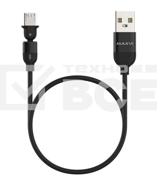 Кабель Maxvi MC-19M black, USB-A - microUSB, 2.4A, LED ток макс. нагрузки 2.4А, макс. напряжение 5V; стандарт USB 2.0; длина кабеля 1.5м, нейлоновая оплетка, металлические корпуса разъемов,LED подсветка, цвет: черный
