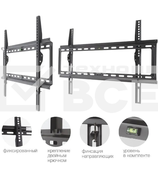 Кронштейн для телевизора Kromax IDEAL-1 черный 32'-90' макс.55кг настенный фиксированный