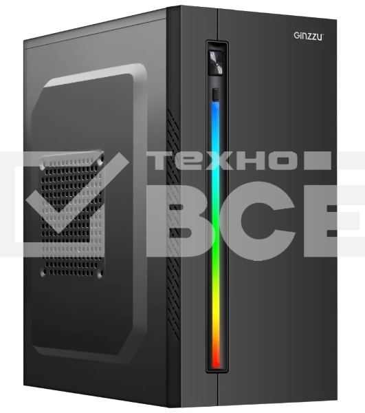 Компьютерный корпус Ginzzu D350 2*USB 2.0,AU RGB w/o PSU