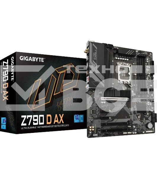 Материнская плата Gigabyte Z790 D AX, LGA 1700, Intel Z790, 4xDDR5, 4xSATA, 3xM.2, 1xPCI-E 5.0 x16, 1xPCI-E 4.0 x4, 2xPCI-E 3.0 x1, 1xHDMI, 1xDP, 1x 2.5Gb LAN, 4xUSB-A 3.2 Gen 1, 1xUSB-A 3.2 Gen 2, 2xUSB-A 2.0, 1xUSB-C 3.2 Gen 2, 3x3.5 мм, 7.1, ATX