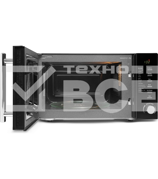 Микроволновая печь Polaris PMO 2002DG RUS черный, 20 л, 700 Вт, переключатели - поворотный механизм/кнопки