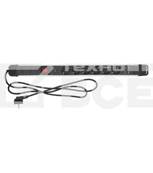 Сетевой фильтр СТАРТ SP 6x1 ZDVT 2USB, 6 розеток, до 16А, 1.5м, с заземлением, кнопка включения, алюминиевый корпус, защитные шторки, черный
