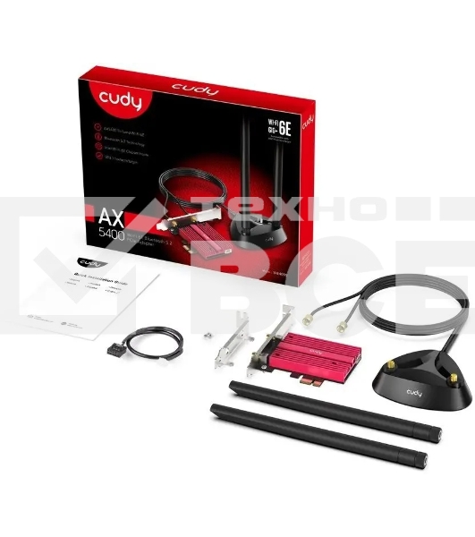 Сетевой адаптер Wi-Fi + Bluetooth Cudy WE4000 АХ5400 PCI Express (ант.внеш.съем) 1ант.